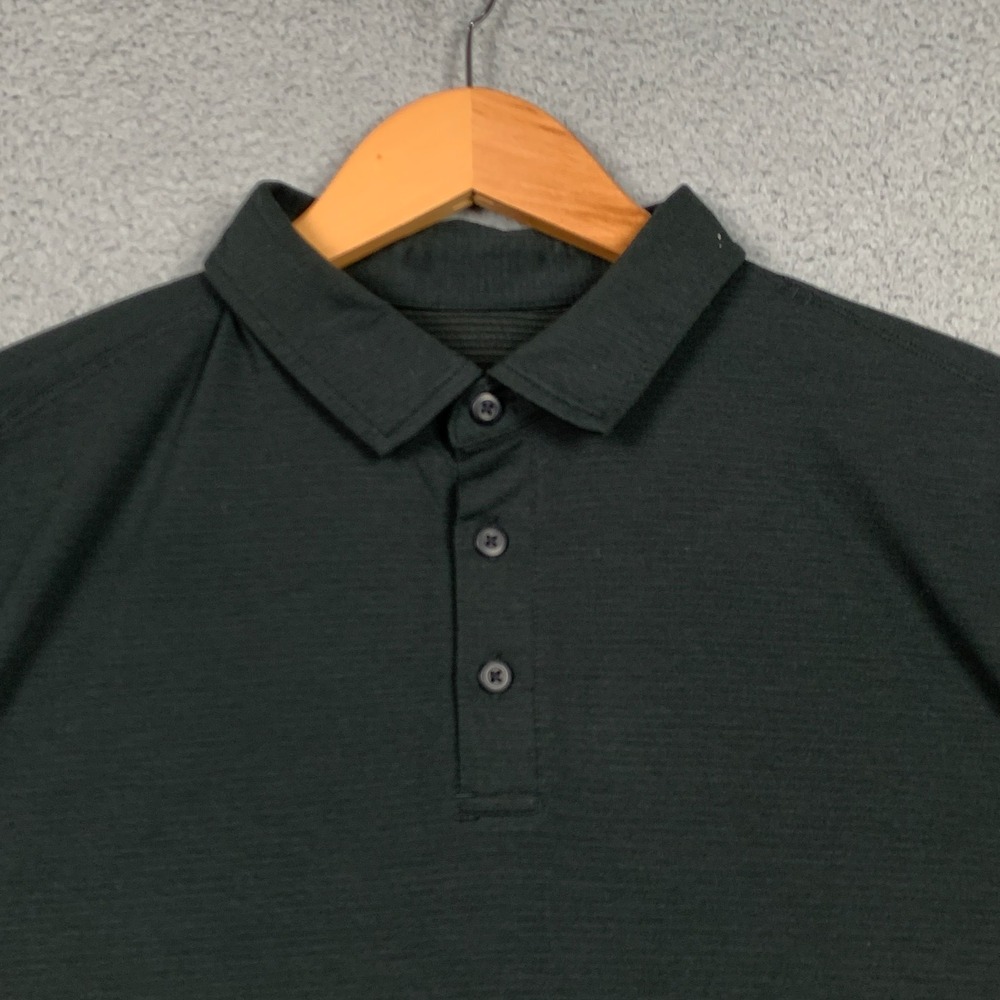 Lululemon Evolution Polo Shirt Mens Medium M Faded Black‎ Short Sleeve Slim Golf